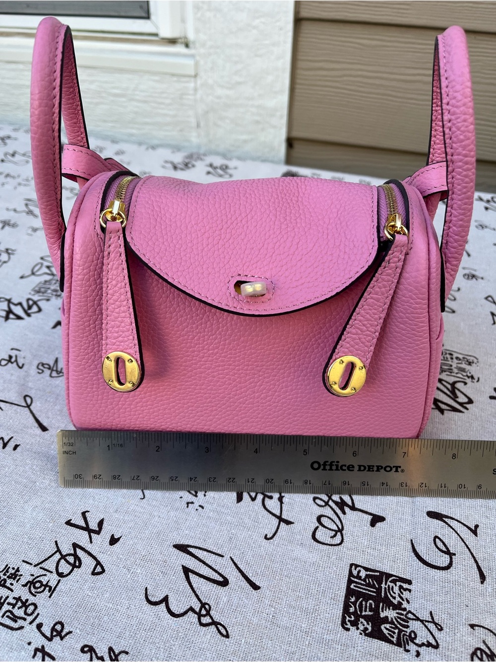 Handmade Pink Genuine Togo Leather Crossbody Handbag 19cm - New - Picture 8 of 12